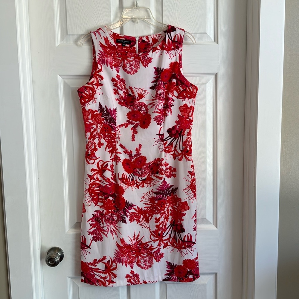 Mario Serrano sleeveless red and white floral dress